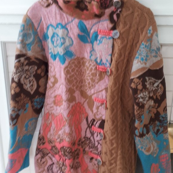 Kooi Knitwear Lambswool Collage Style Cable Knit Cardigan XL/XXL - Picture 1 of 16